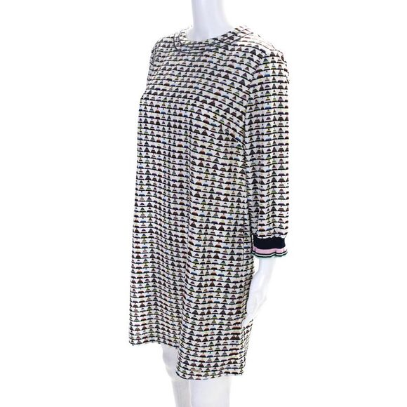 Ted Baker Womens 3/4 Sleeve Geometric Print Shift Dress Multicolor Size 3 - Picture 2 of 6